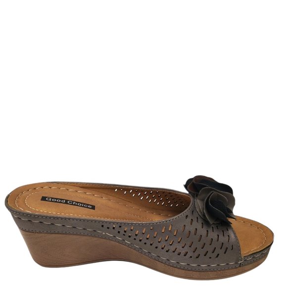 GC Shoes Womens Juliet Wedge Sandal Faux leather Pewter - Picture 3 of 6